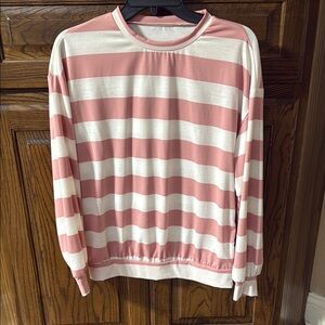 SHEIN Pink and White Striped Top